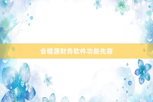 会稽源财务软件功能先容